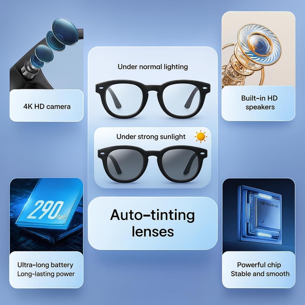 Gafas Inteligentes: Cámara 4K, - Smart Glasses Lens reseña y precio