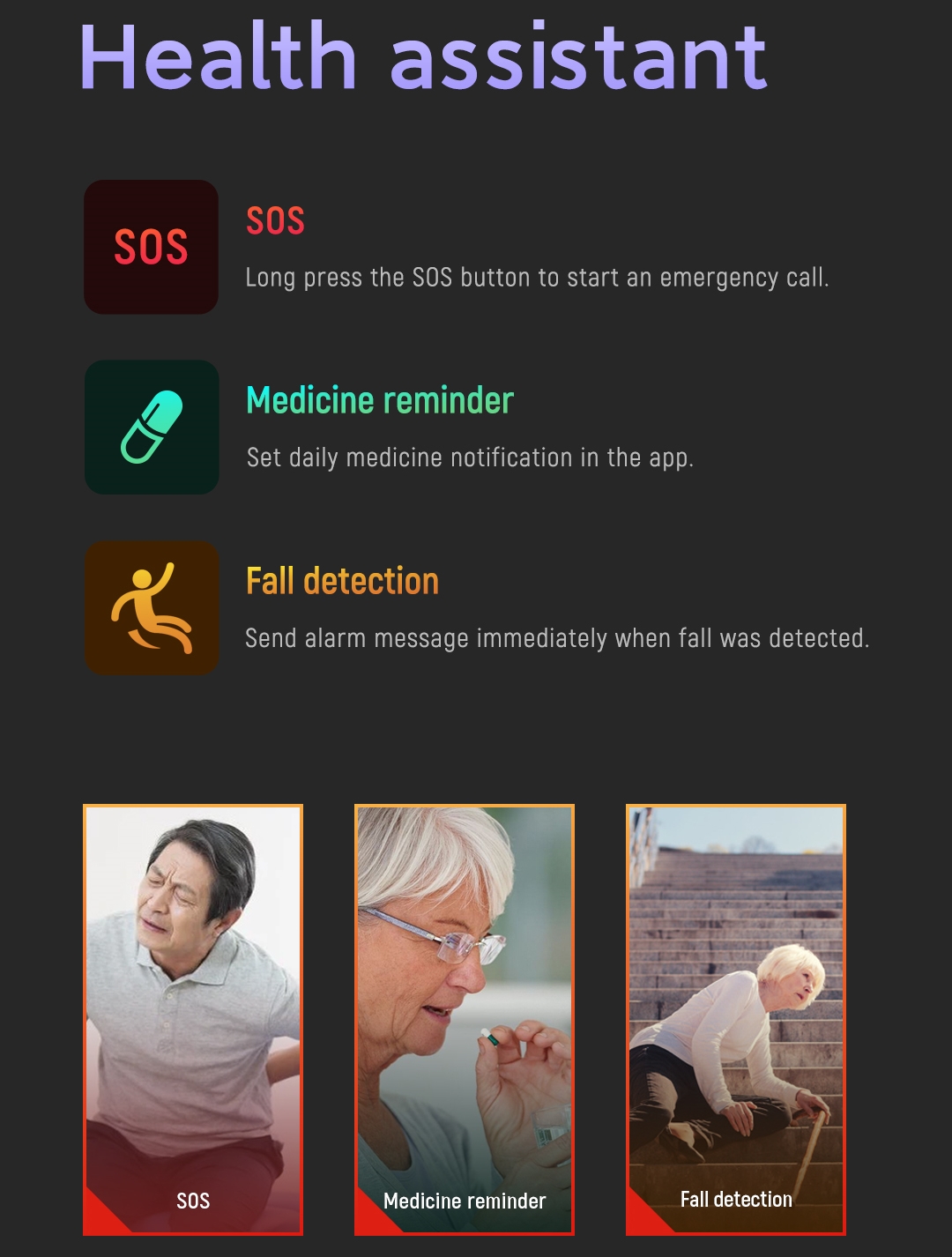 Reloj Inteligente con Detecció - Fall Detection Watch reseña y precio